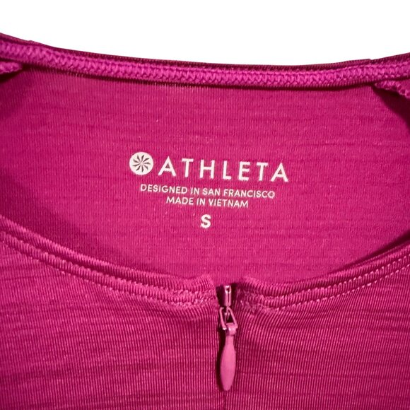 Athleta Pacifica Wrap Front 1/2 Zip Fuscia Tee Size S - Picture 2 of 8